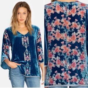 Johnny Was Fabiana Velvet Burnout Boho Blouse Size S
